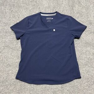 Fabletics Vital 1-Pocket Scrub Top Womens Small Blue Short Sleeve Shirt
